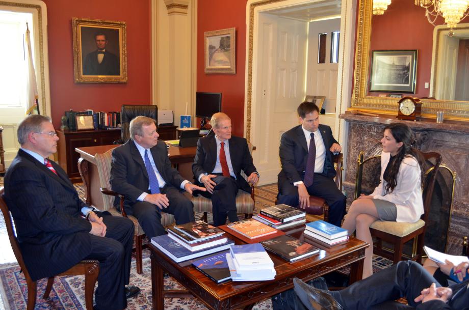 U.S. Senator Dick Durbin (D-IL) was joined by Senators Robert Menendez (D-NJ), Bill Nelson (D-FL), and Marco Rubio (R-FL) to meet with human rights activist Rosa Maria Paya.